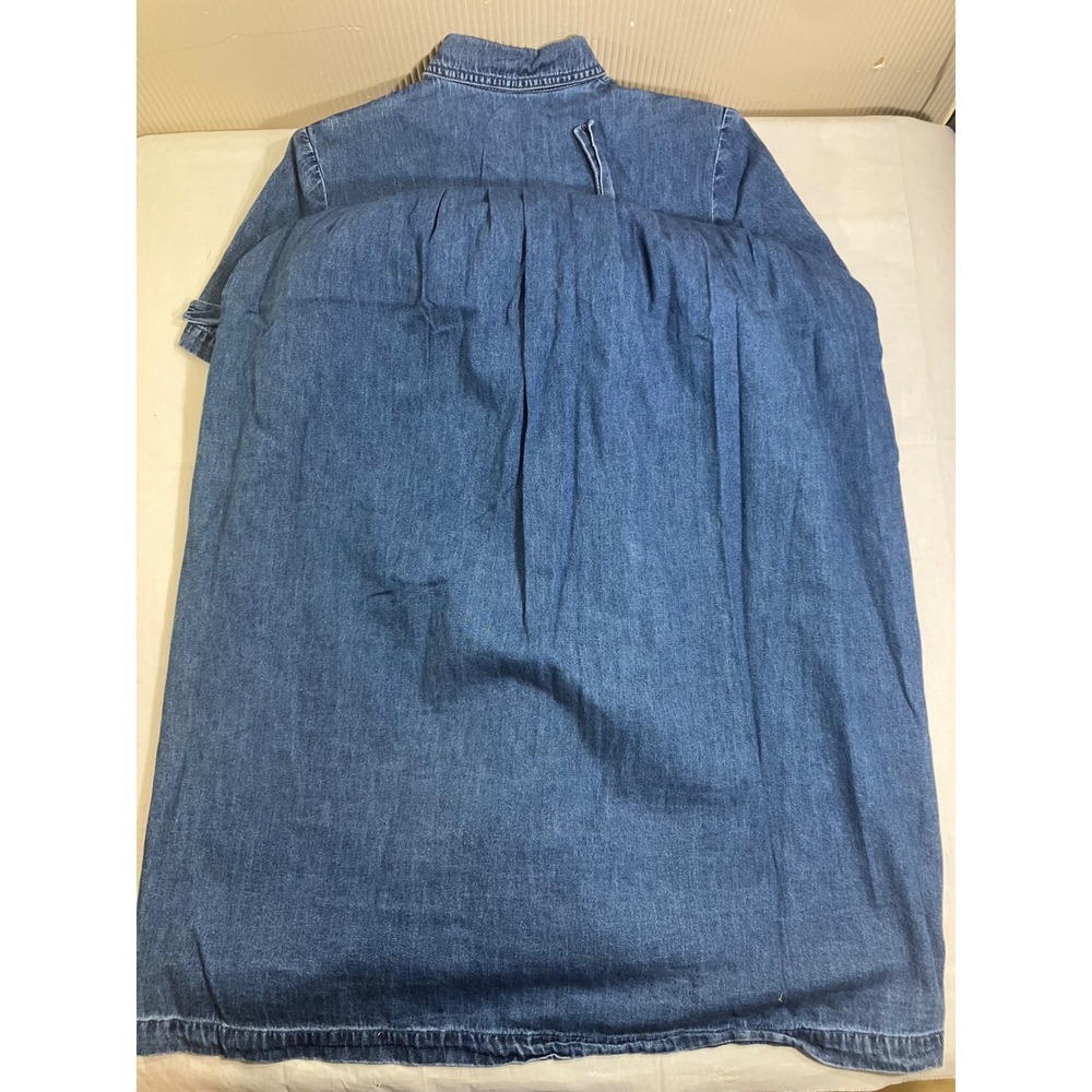 Karin Stevens Vintage 90s Denim Floral Embroidered Midi Dress Blue 6P Cotton - Picture 11 of 12